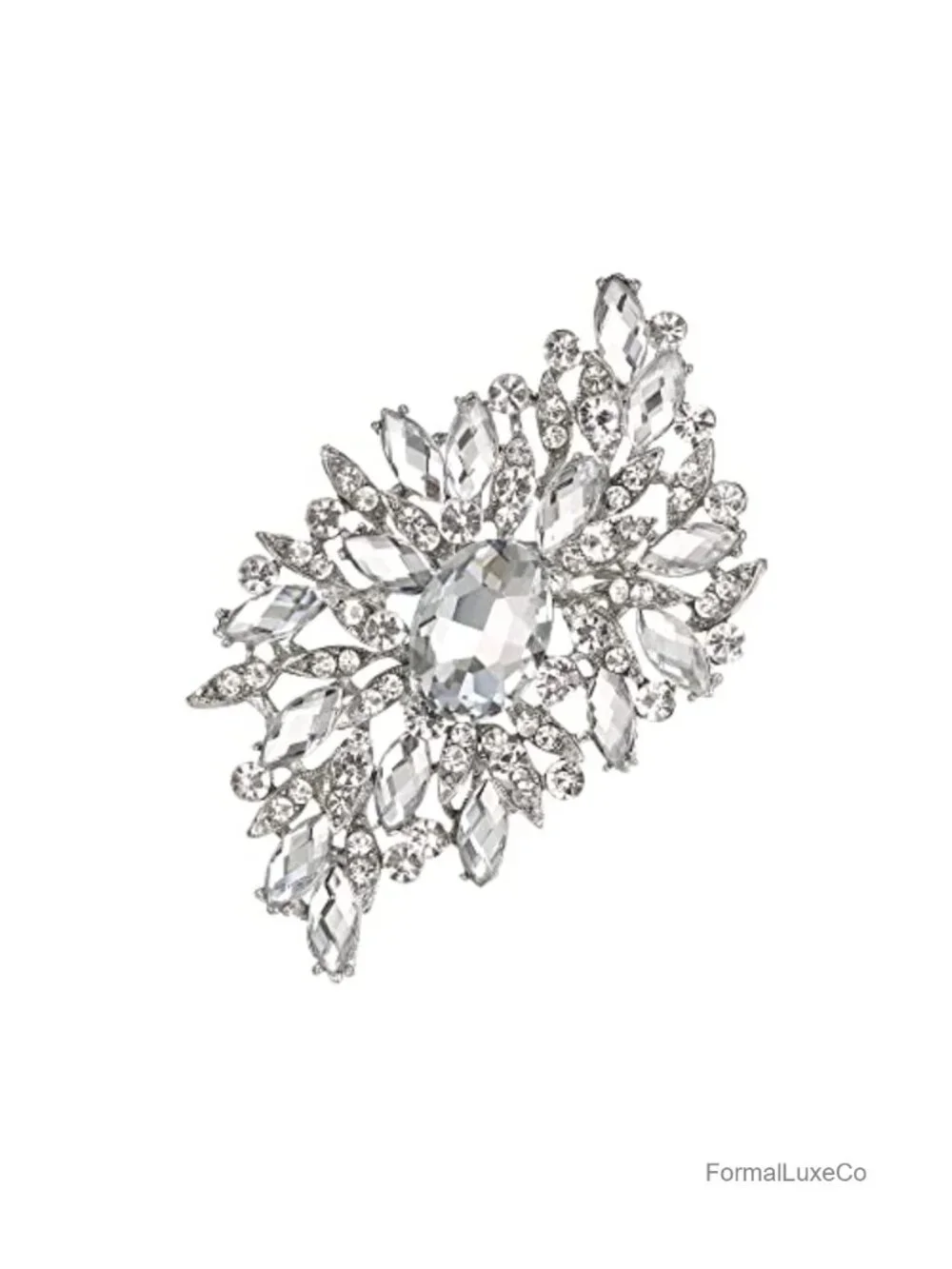 Crystal Rhinestone Leaf Bouquet Brooch Pin for Women Party Prom